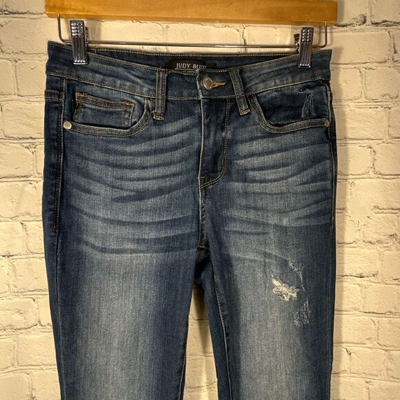 Judy Blue Jeans 27 Straight Fit Blue Stretch Medium Wash JB8277 Denim Trendy - Picture 2 of 13